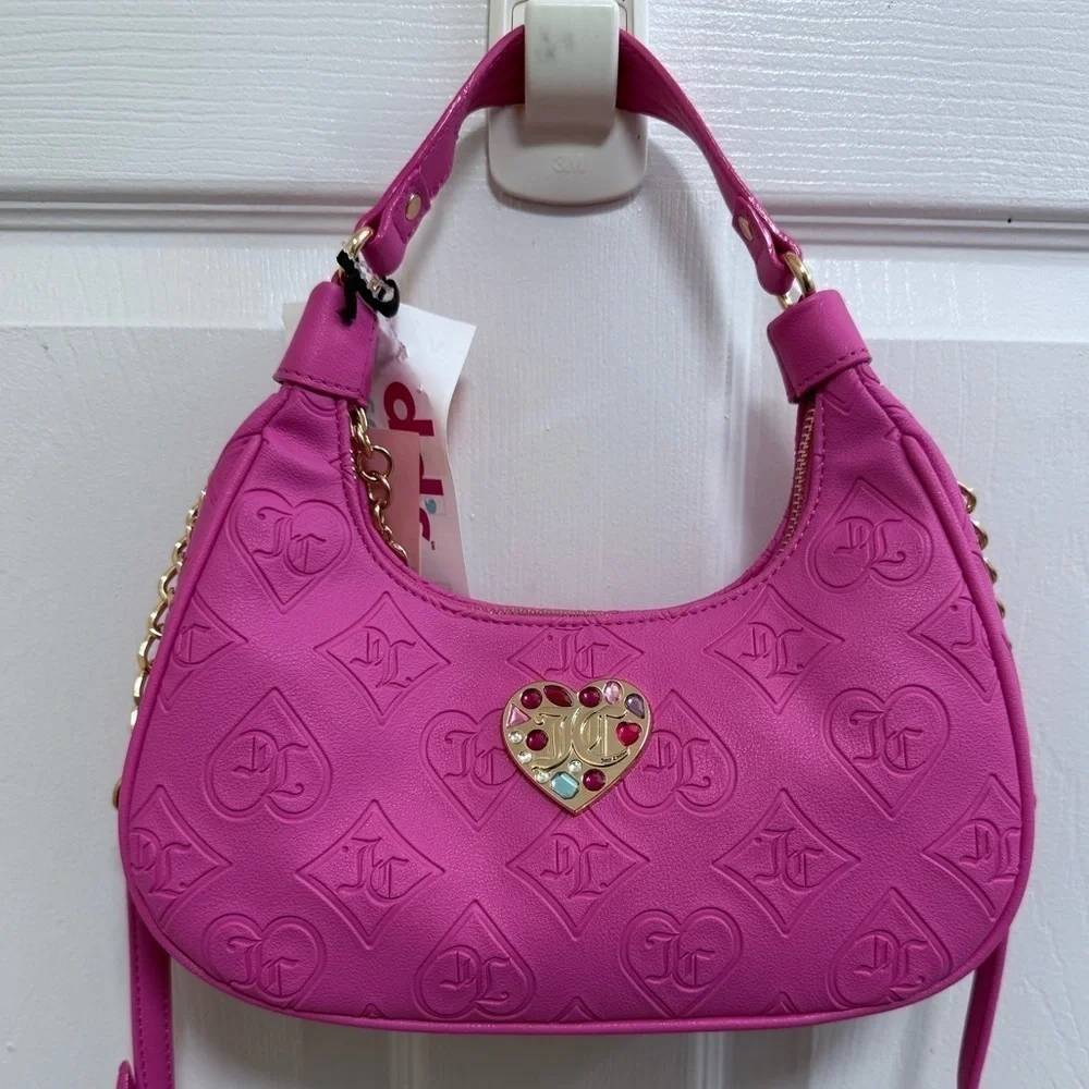 NWT Juicy Couture Pink “Glitzed Out” Hobo with Gold Accents